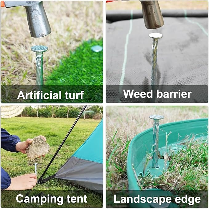 Artificial Turf Stakes Galvanized Spiral Landscape Spikes 6IN Weed Barrier Fabric Stakes for Paver Edging, Gardening Lawn Edging, Carpentry and More (25 PC)