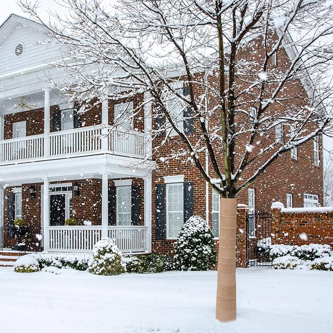 ANPHSIN Natural Burlap Tree Wraps - 7.8in × 9.8ft Winter Burlap Rolls, Tree Trunk Guard Wrap, Plants Antifreeze Bandage to Protect Bark & Keep Plants Warm, 2 Rolls