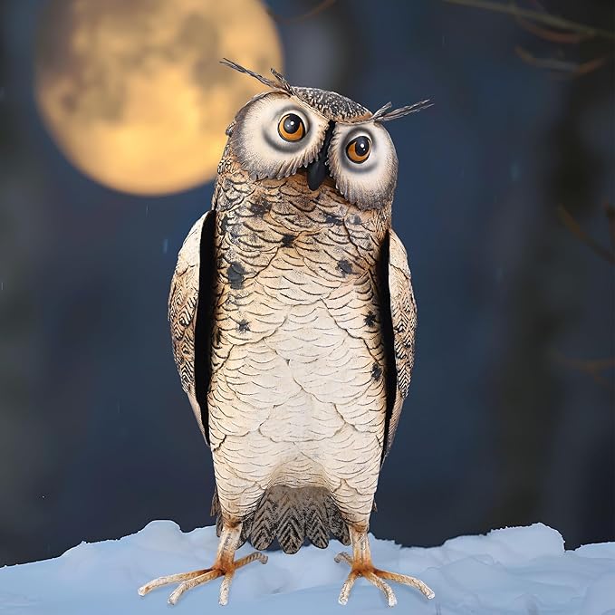 Shorayn Metal Owl Decor Garden Statue Outdoor Bird Yard Art Sculpture for Home Porch Patio Lawn Yard Decoration,Housewarming Birthday Gifts for Women
