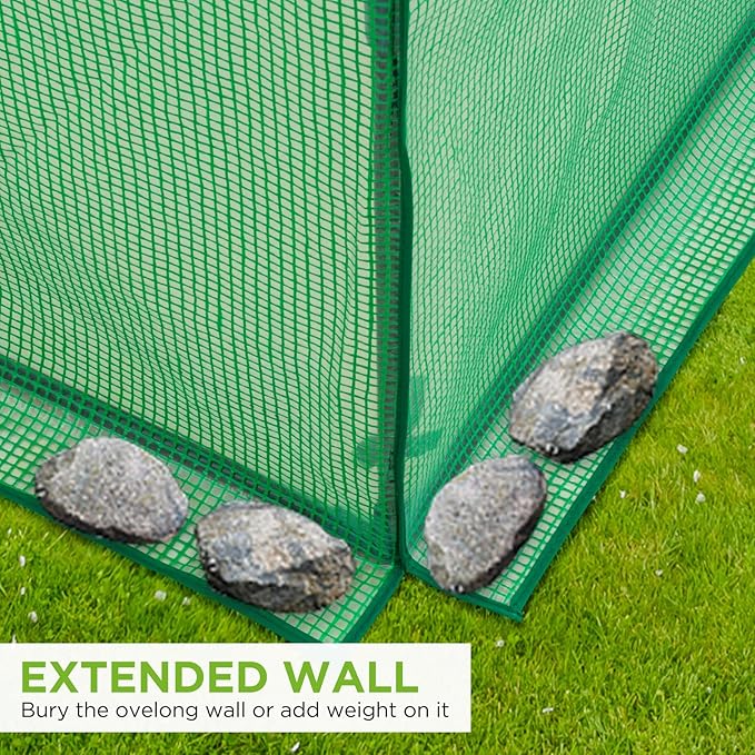 EAGLE PEAK Replacement Cover for 8x6 Portable Pop up Greenhouse, Dual Roll-up Zipper PE Door & Upgraded Screen Mesh Door and 2 Roll-Up Side Windows (Frame Not Included), Green