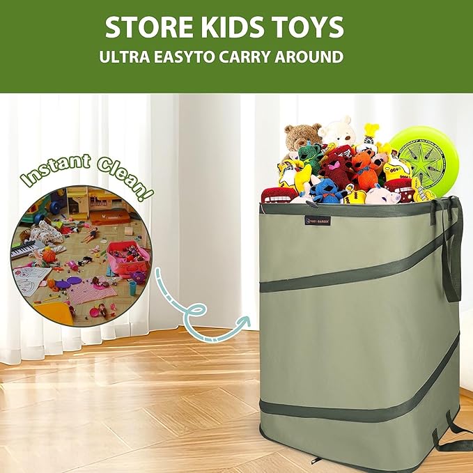 YUDI & GARDEN 46 Gallon Square Collapsible Yard Waste Containers|Collapsible Trash Can|Camping Trash Can, for Collecting Weeds or Party and Yard Waste, Green