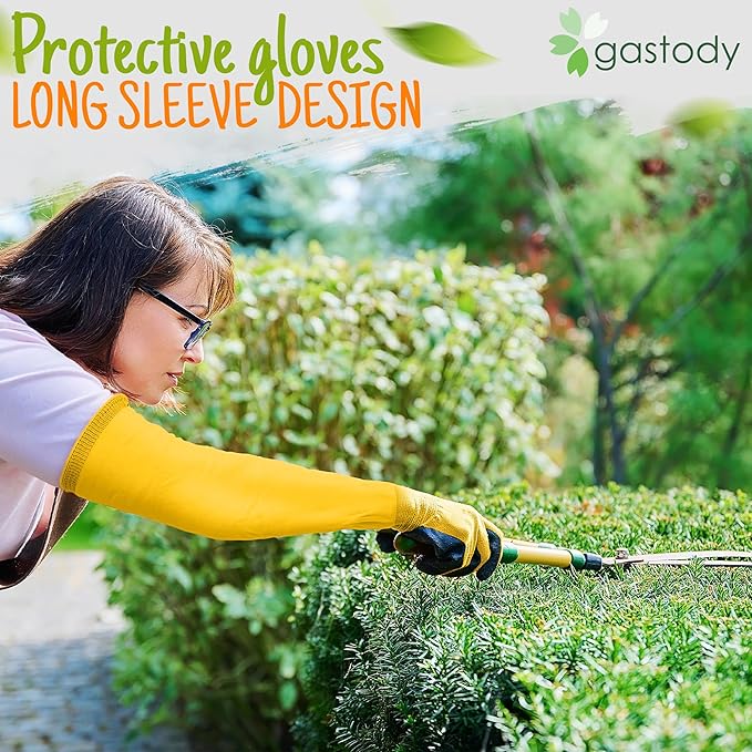 Gastody™ Long Sleeve Gardening Gloves Women and Men - Long Cuff Garden Gloves, Multipurpose Heavy Duty Outdoor and Indoor