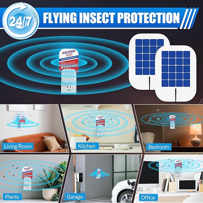 Qualirey 25 Pack Flying Insect Trap Refill Compatible with VEYOFLY Fly Trap VF01, Glue Board Bug Catcher, Replacement Sticky Glue Cards for Insect Bug Mosquito Gnat Fruit Fly Traps Indoors (Enhance)