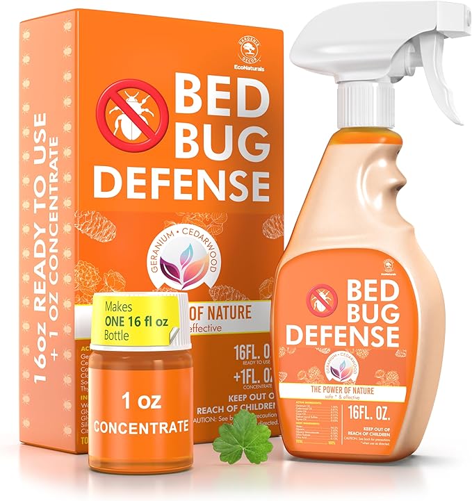 All Natural Bed Bug Spray -Non-Toxic Bed Bug Killer - 2 Bottle Pack 16 oz + 1 oz Concentrate - Fast-Acting Bed Bug Killer | Kills Fleas and Mites