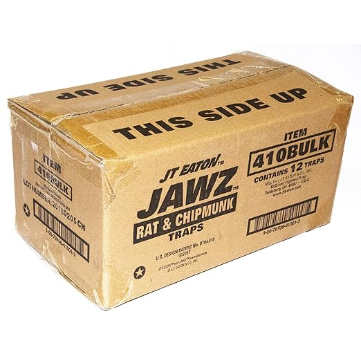 JAWZ Plastic Rat Traps – 12 Pack Bulk Snap Traps for Rats – Durable, Reusable Rodent Control – Easy to Set, Bait & Clean