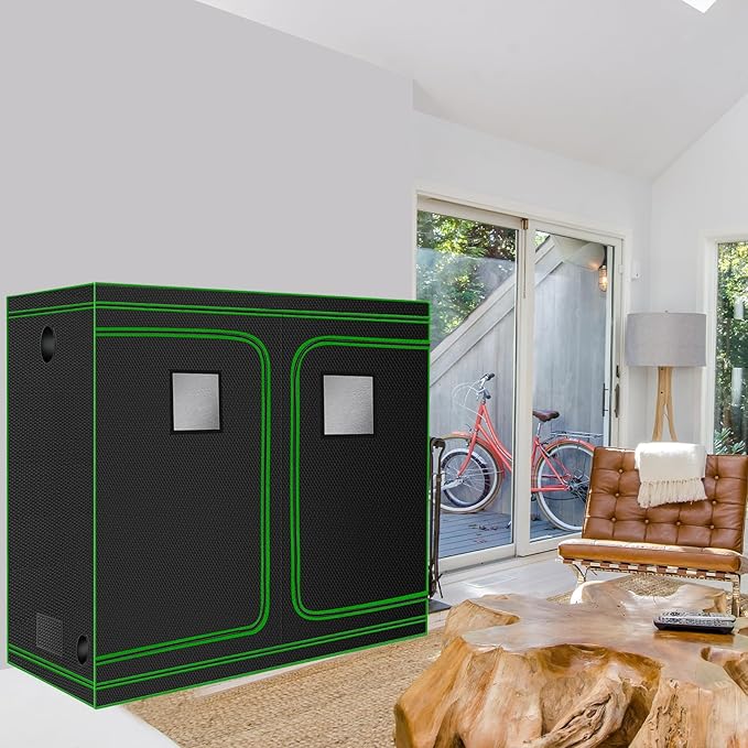 MELONFARM 4x8 Grow Tent, 96"x48"x80" High Reflective 600D Diamond Mylar Canvas with Observation Window and Floor Tray for Hydroponic Indoor Plant Growing