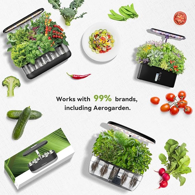 inbloom 12-Pod Pepper Seed Pod Kit for AeroGarden, iDOO, Ahopegarden Hydroponic Growing System, Include Cucumber, Red&Golden Tomato, Red Chili Pepper, Green&Yellow Pepper, Purple Pepper, 400+ Seeds