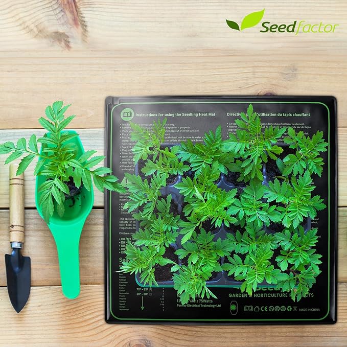 Seedfactor MET Certified Seedling Heat Mat, Adjustable Temperature, Waterproof, Durable Germination Station, Warm Hydroponic Heating Pad, Indoor Home Gardening, Medium Size