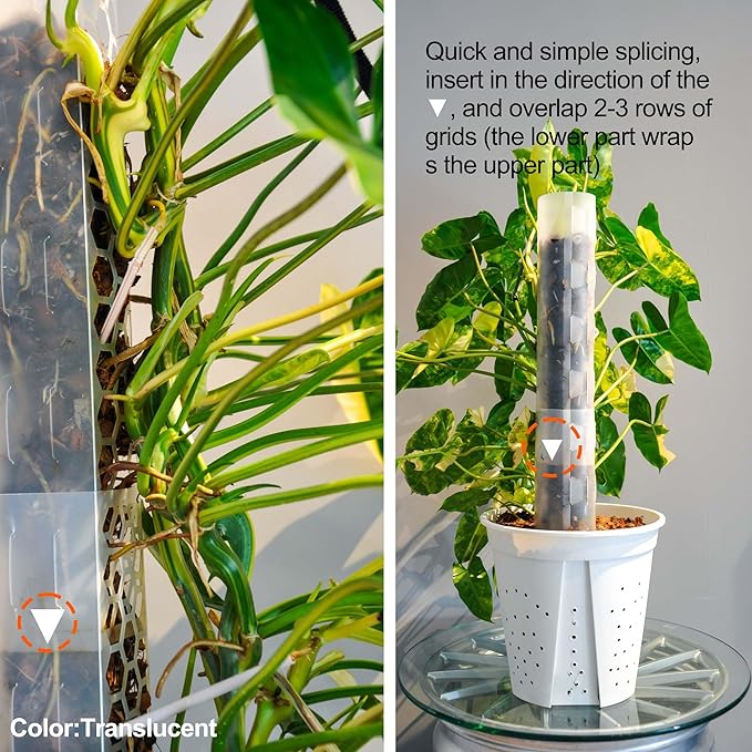 2 Pcs 17 Inch Plastic Moss Pole for Plants Monstera,Designed Specifically for Climbing Plants, Stackable Plant Support for Indoor Plants