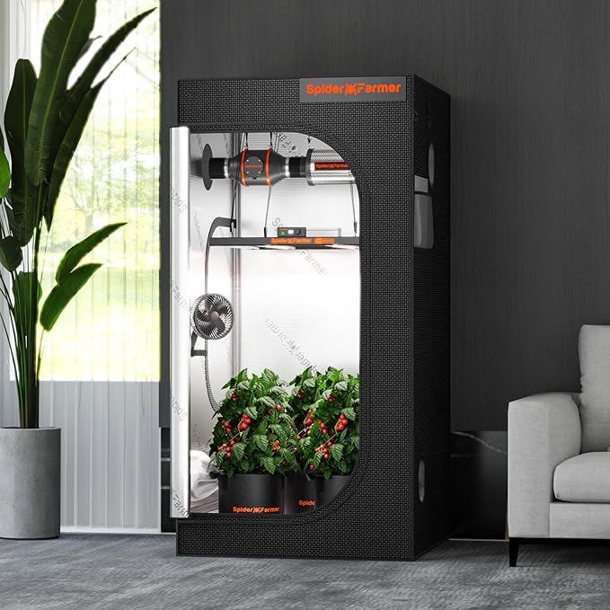 Spider Farmer 3x3 Grow Tent Pro-Grade, 36"x36"x72", with Observation Window and Floor Tray, 1680D Thicken Mylar Canvas 3x3x6 for Indoor Growing for SF2000Pro, SE3000, G3000