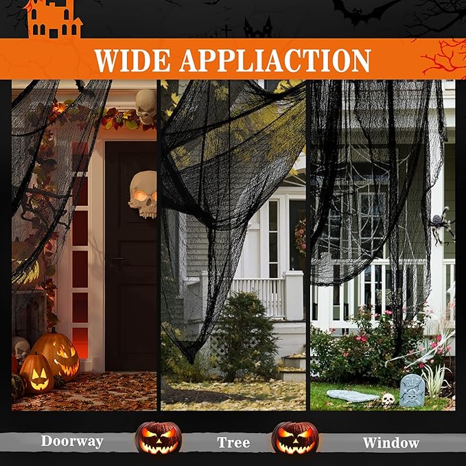 Halloween Creepy Cloth Black 80×400inch - Halloween Decorations Clearance - Creepy Spooky Halloween Decorations Outdoor Indoor