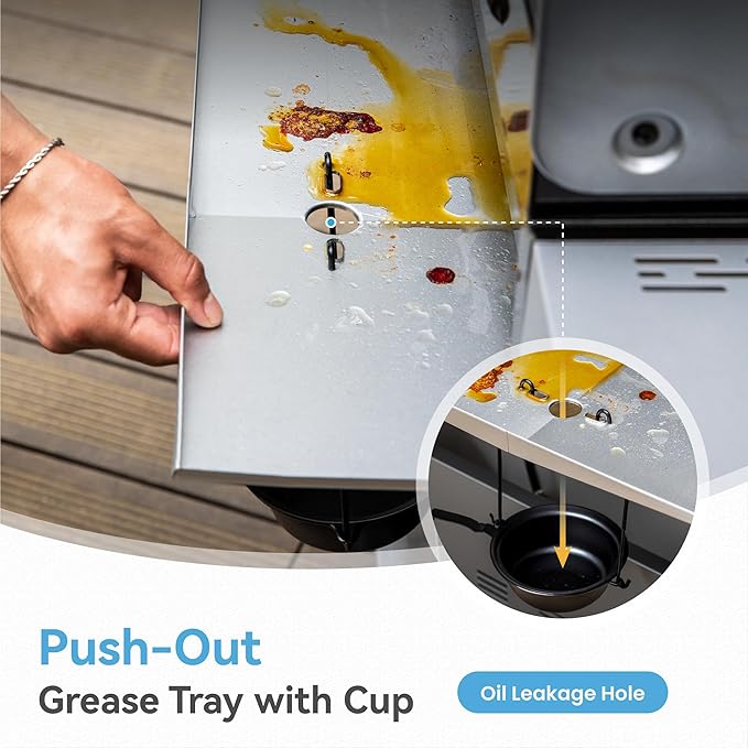 2 in 1 Propane Griddle Grill Combo, 6-Burner Propane Gas BBQ Combo Grill with Porcelain-Enameled Cast Iron Grates & Plate, 42,000 BTU with Side Stove for Outdoor Cooking Camping Patio Backyard