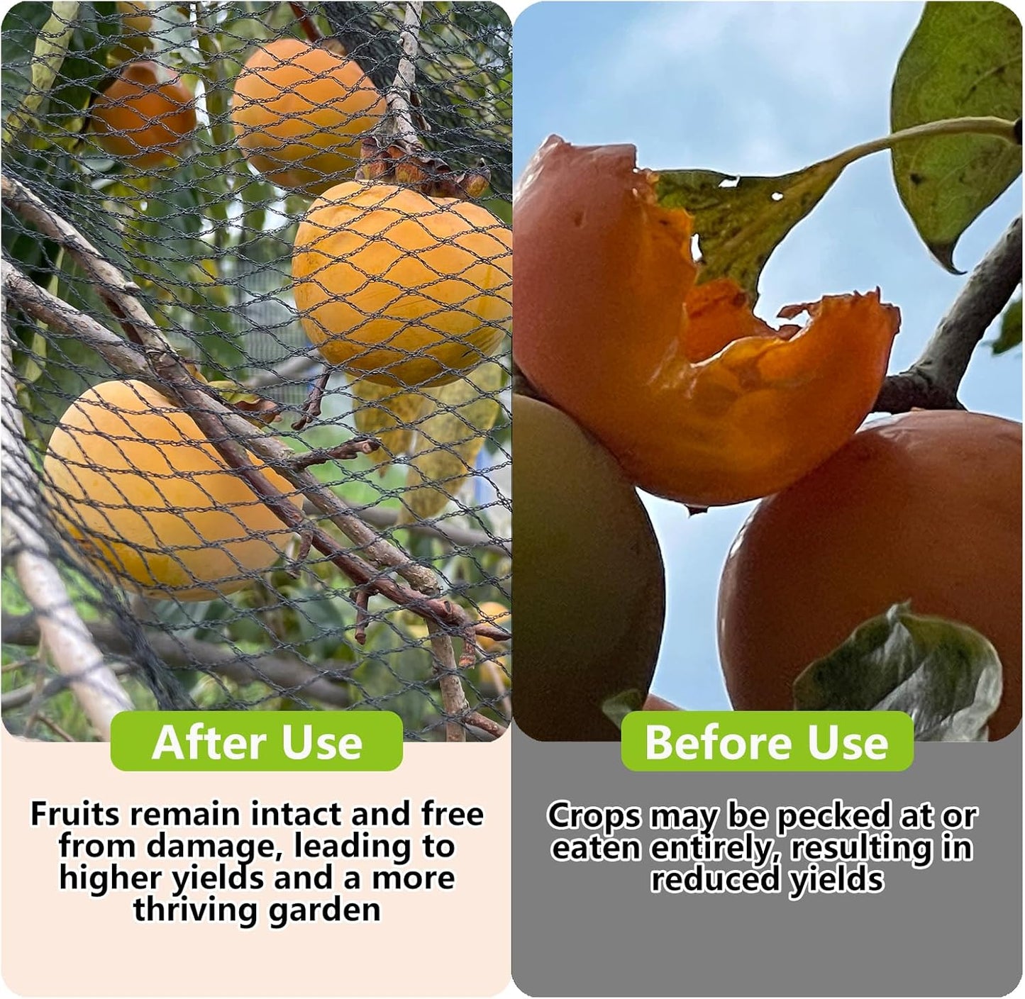 POYEE 7 x 65 FT Bird Netting for Garden Woven Mesh Garden Netting for Plants, Vegetable, Fruit Trees, Blueberry Bushes, Strawberries Against Birds, Deer, Squirrels and Other Animals