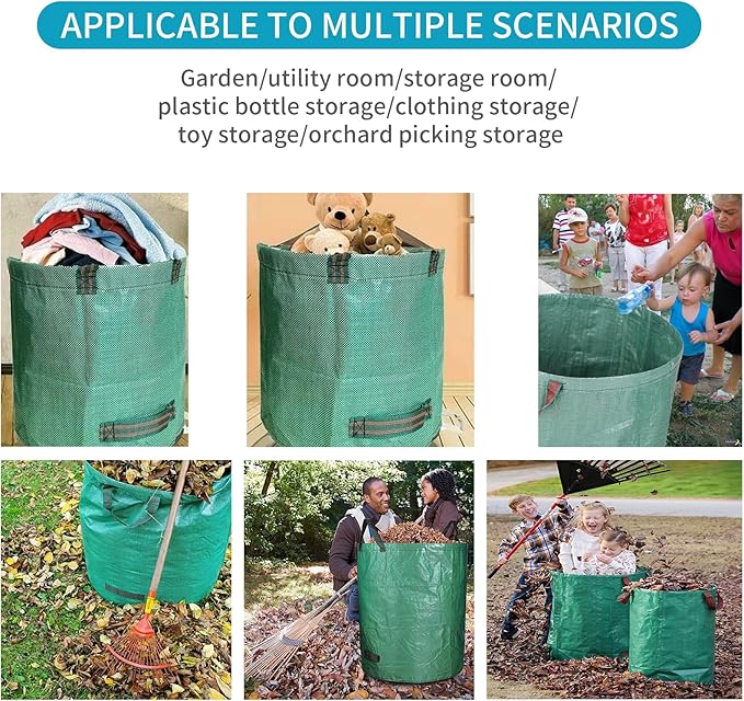 NATUREZA reusable yard waste bags,3 pack 72 Gallons leaf bags,Heavy Duty Garden Bags,Storage Bag,Patio Bag,Laundry Container,lawn and leaf bags