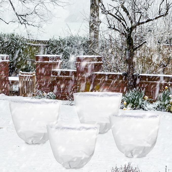 Svepndic 2 PCS Winter Plant Covers Freeze Protection,39X39 Reusable Plant Protector Bag with Drawstring,Winter Plants Jacket Warm Shrubs Cover Blanket Frost Protection for Outdoor Garden Plants