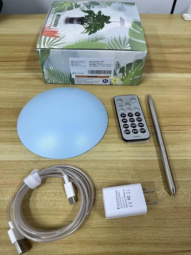 LED Grow Lights for Indoor Plants, Smart USB Small Full Spectrum Plant Lights with Remote, Height Adjustable, Auto On/Off Timer, Ideal for Home Decoration, Blue