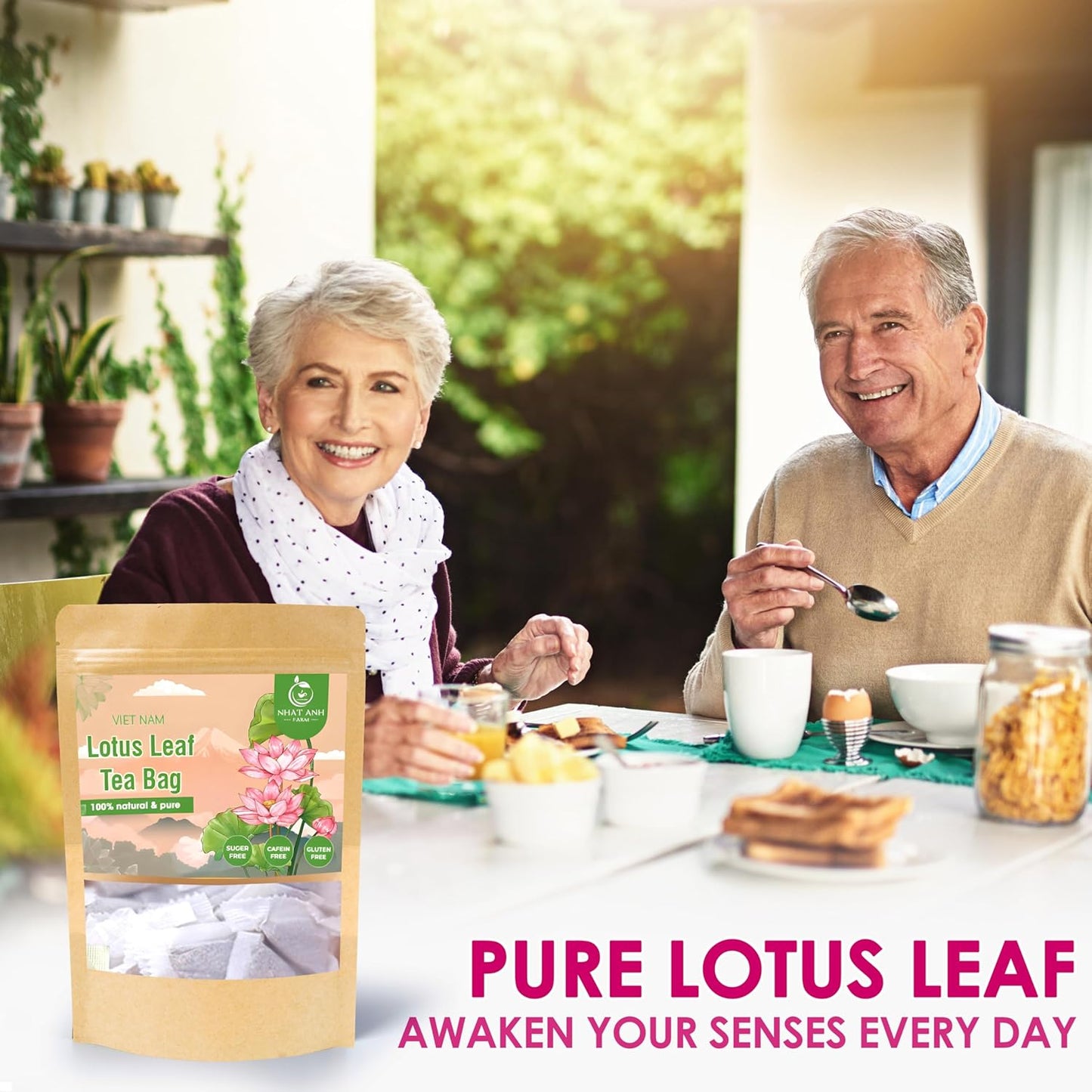 NHAT ANH FARM - Premium Lotus Leaf Tea Bags, 100 Teabags, 100% Natural, Hand-Selected Lotus Leaf Tea Bags, No Additives, Sugar-Free,Caffeine-Free. Good For Your Health.