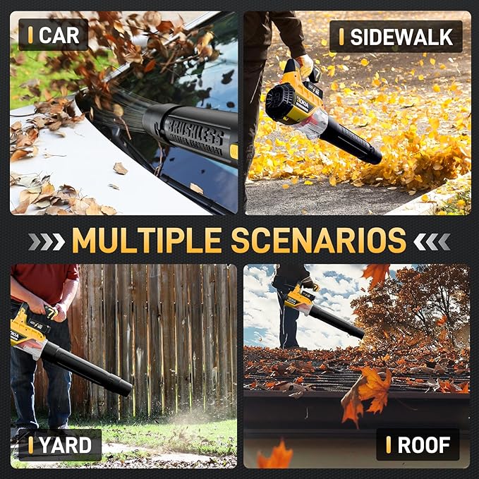 Leaf Blower Cordless, 21V Electric Blower with 2 3.0Ah Battery and Charger - Powered Air Blower 580CFM/160MPH - Lightweight Leaf Blower for Lawn Care, Patio Cleaning, Blowing Leaves and Dust