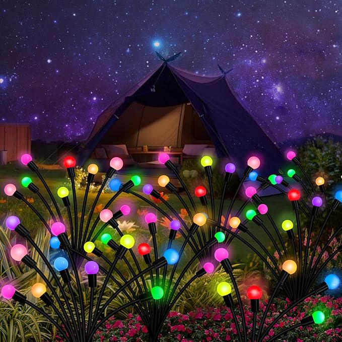 Kohlrabi Solar Garden Lights Outdoor, 10 Pack 80 LED Solar Firefly Lights Waterproof, Sway by Wind, Swaying Light for Yard Patio Backyard Garden Planter Flower Bed Pathway Decoration