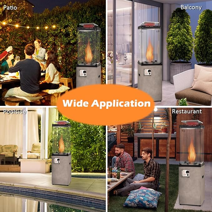 Giantex 41,000 BTU Outdoor Heater, Propane Patio Heater, Outside Space Heater with Protective Cover, Wheels & Adjustable Feet, CSA Certification, Portable Gas Heater for Garden, Yard (Gray)