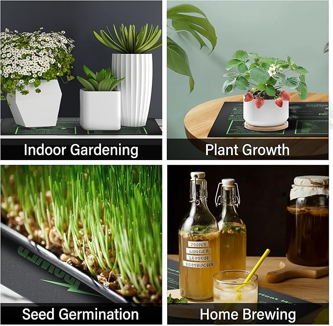 iPower 2-Pack Seedling Heat Mat for Plants with Dual Digital Temperature Controller, MET Certified Heating Pad, 20" x 20.75", Black