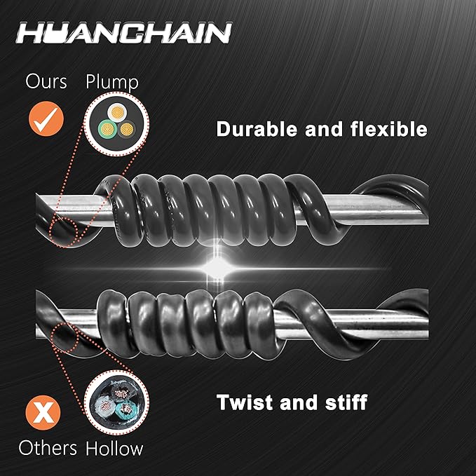 HUANCHAIN Black Outdoor Extension Cord 100 FT Waterproof, Flexible 16/3 Gauge Heavy Duty Power Cord Extension 3 Prong 10A 1250W SJTW ETL Listed