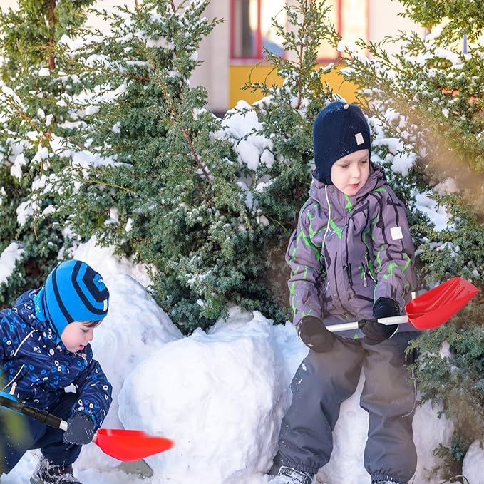 Lasnten 4 Pcs Kid's Snow Shovel Plastic Digging Lightweight Portable Beach Shovels for Kids Boys Girls Home Yard Garden Outdoor Activities Snow Removal(Red)
