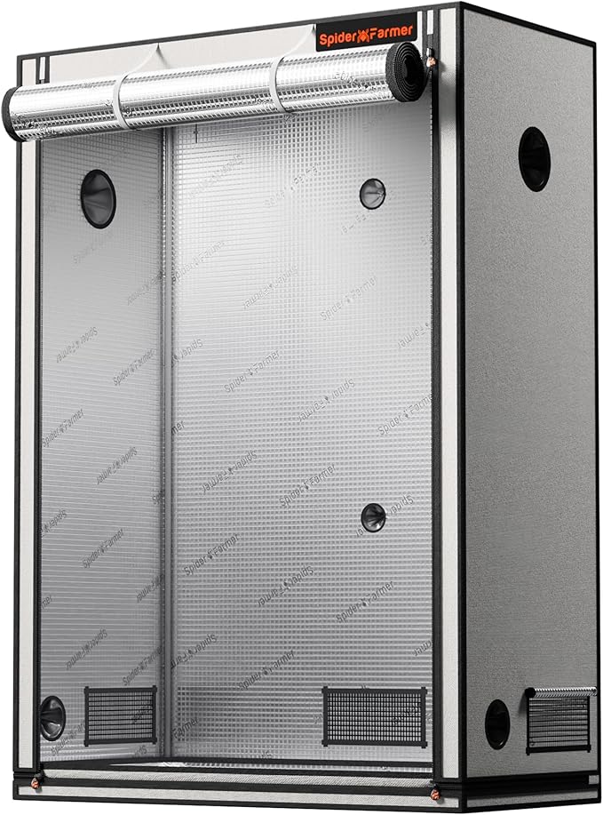 Spider Farmer Pro Series 4.6x2.3x6.6 Grow Tent, 55"x28"x80" with Roll-up Door, Observation Window Floor Tray, 2000D Thicken Mylar Canvas, 4x2 for Hydroponic Indoor Growing for SF2000, SE4500, G4500