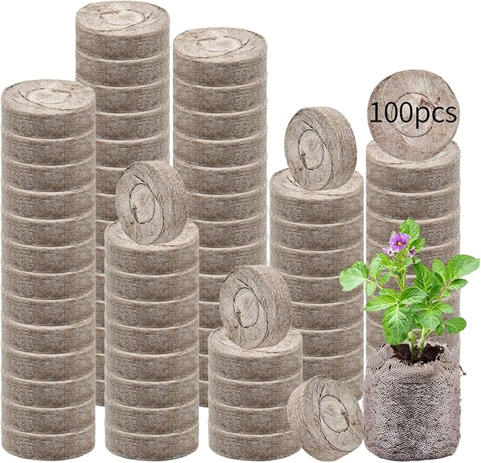 Legigo 100 Pcs 40mm Seed Starter Peat Pellets Pods for Seedlings- Compressed Seed Starting Pellets Seed Starter Pods Plugs Soil Peat Pods for Starting Seeds, Garden Planting Herb Flower Vegetables