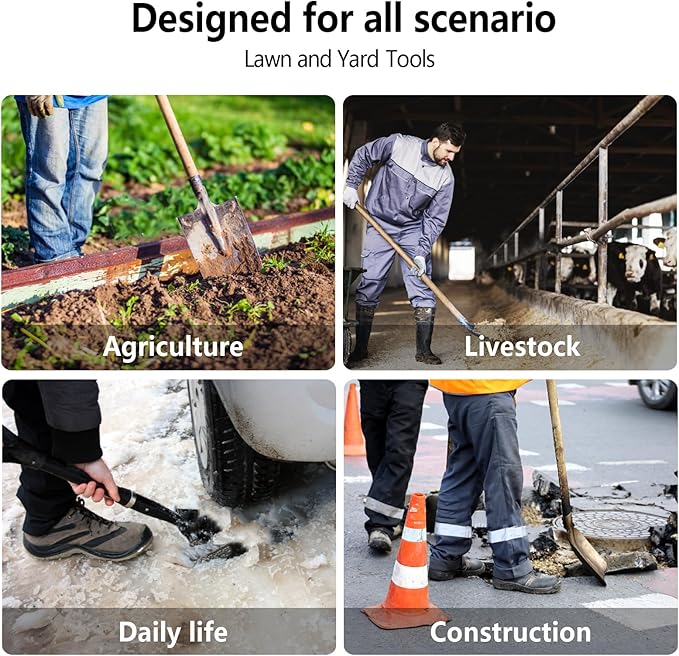 Shovel for Digging, Heavy Duty Gardening Shovel 57 Inch Straight Handle Round Blade with Non-Slip Tail Cover, Lawn and Yard Tools, Fiberglass Handle(Green)