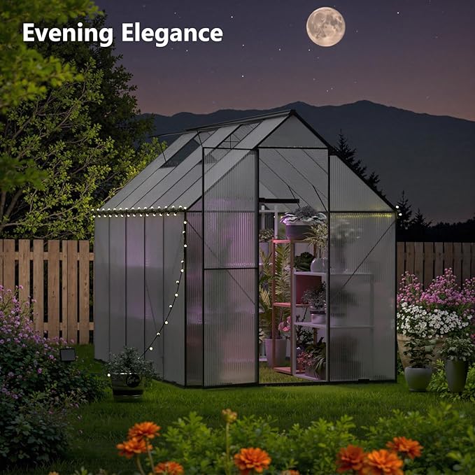 6x10 FT Green House for Outside, Greenhouse for Outdoor, Backyard Green House, Walk-in Garden Greenhouse, Heavy Duty Polycarbonate Greenhouses