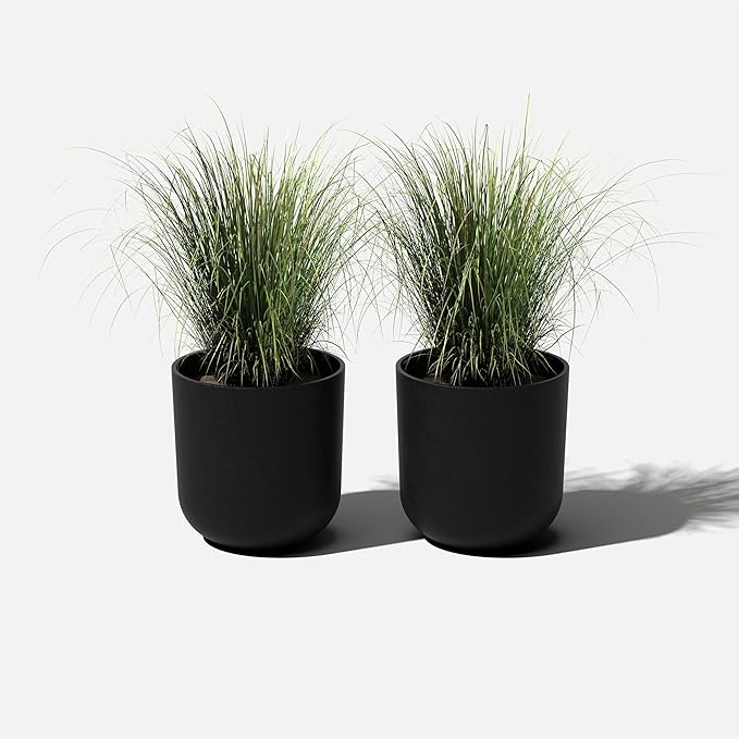 Veradek Round Black Plastic Planter Pots for Indoor/Outdoor Garden Use, with Drainage Holes, Suitable for Small to Large Succulent Plants, Flowers, Modern Interior Plants