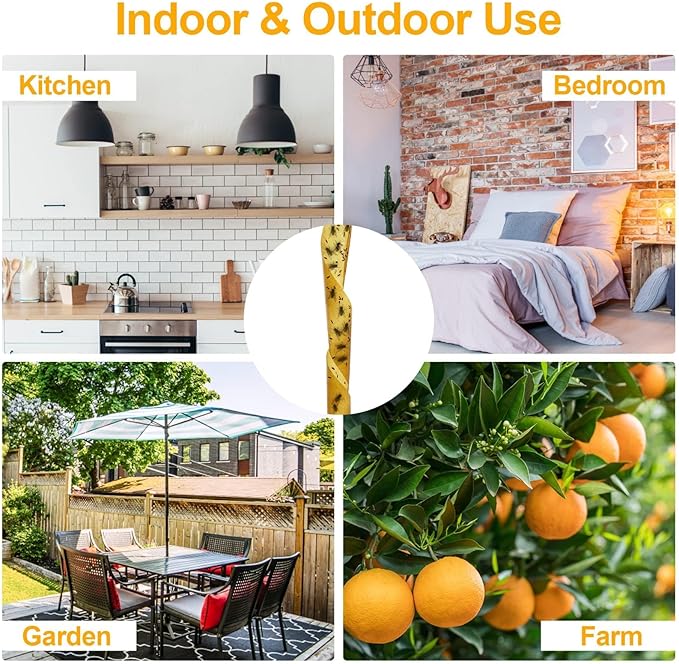 Glovv 40 Pack Sticky Fly Trap Indoor, Flies Strips Indoor Outdoor Hanging Paper Rolls for Home, Bug & Fruit Gnat Ribbons Tape Killer Catcher for Kitchen, Flying Insect Trap for Winged Insect, Mosquito