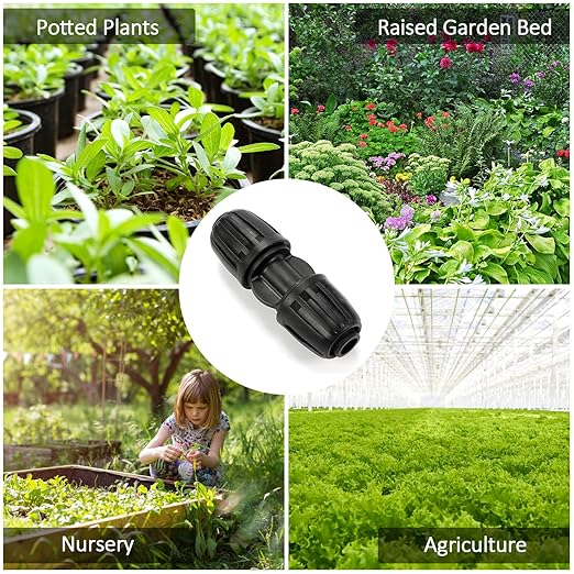 1/2 Inch Drip Irrigation Coupling Fittings, 12 Pieces Barbed Locked Coupler Connectors for 1/2 Inch Irrigation Tubing (1/2" ID x 0.640" OD) Anti-leak Straight Coupling for Garden Drip Systems