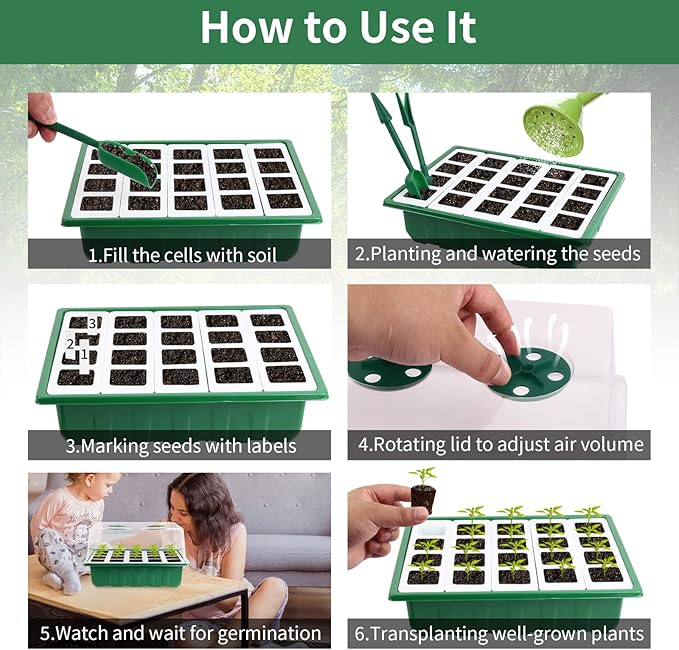 Sondiko Seed Starter Tray with Soft Silicone Cells, 80 Cells Seedling Trays Seed Startering Kit, 4 Pack Plant Starter Trays with Humidity Dome, Base Mini Greenhouse Germination Kit