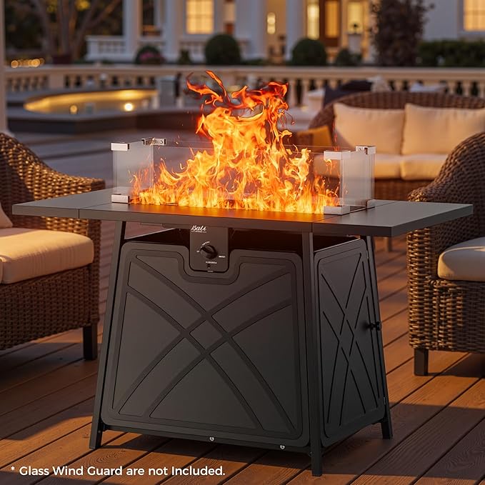 BALI OUTDOORS Propane Fire Pit Patio Outdoor Fire Pit Table Large Firepits for Outside Black