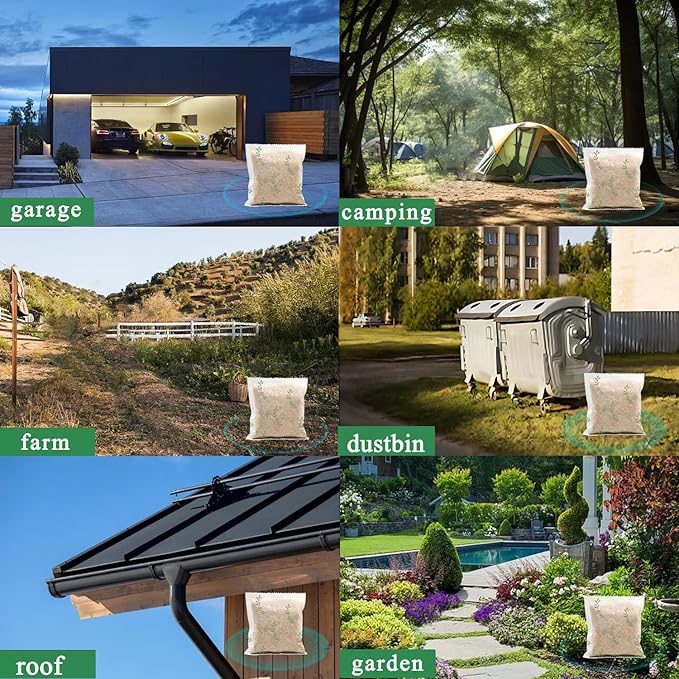 Natural Raccoon Repellent Granules – 8-Pack (25g per Bag) | Eco-Friendly, Non-Toxic & Long-Lasting Protection with Garlic, Peppermint & Wintergreen Oils | Safe for Pets and Children