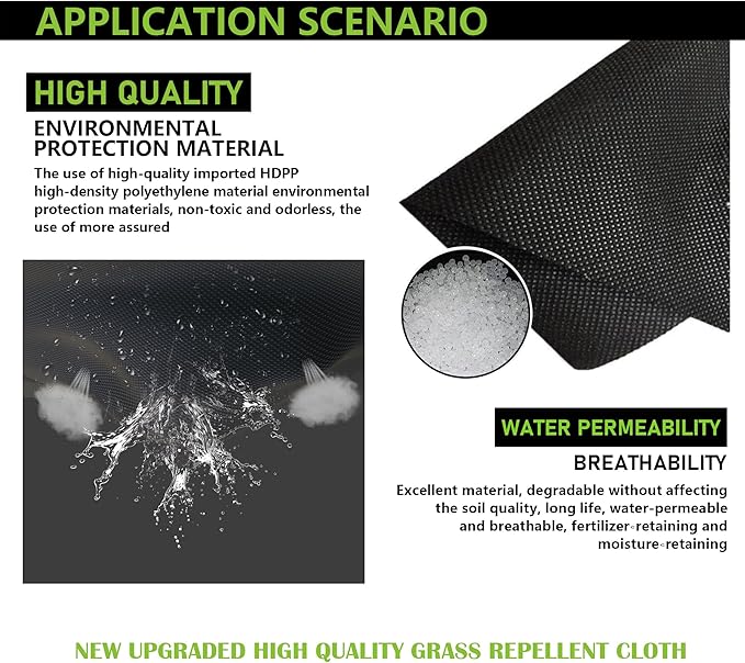 Heavy Duty Weed Barrier Landscape Fabric, 3.2OZ Non Woven Geotextile Fabric Weed Blocker Fabric,Layered Weed Control Mat for Gardening, Landscaping & Ground Cover,Black (3x180FT)