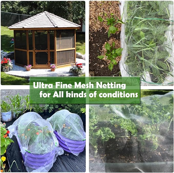 Garden Netting, Plant Covers 4x10Ft Net Ultra Fine Mesh Protection Netting for Vegetable Plants Fruits Flowers Crops Greenhouse Row Cover Raised Bed Barrier Screen Protection Net Cover
