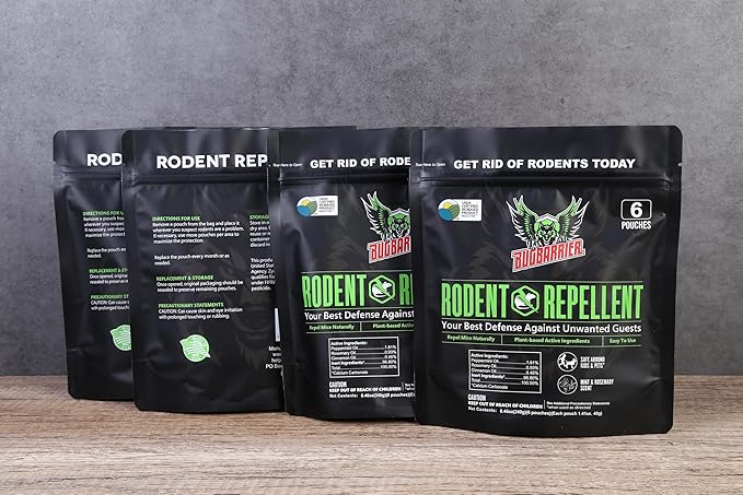 BugBarrier's Rodent Repellent Pouches – Plant-Powered Rat Mouse Deterrent, Indoor Mice, Natural Rat & Mouse Repellent Extra-Strength Peppermint & Rosemary Oils (Pack of 24)