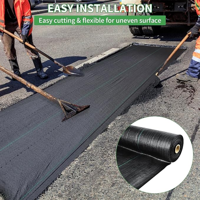 mupera 3x300FT Weed Barrier Fabric - Heavy Duty Polypropylene, Black, Commercial Ground Cover for Raised Beds/Driveway, UV Resistant Weed Block, Stops Weeds & Roots