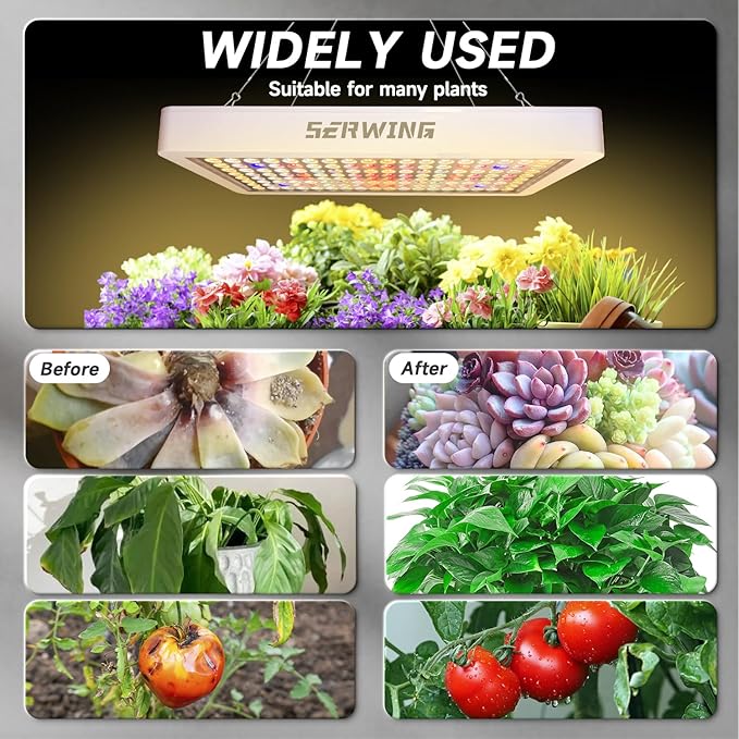 B2000 LED Grow Light Full Spectrum,2024 Upgraded Dual Chip LED Full Spectrum Plant, Grow Light with Veg & Bloom Switch for Hydroponic Indoor Plants Veg and Flower Growing