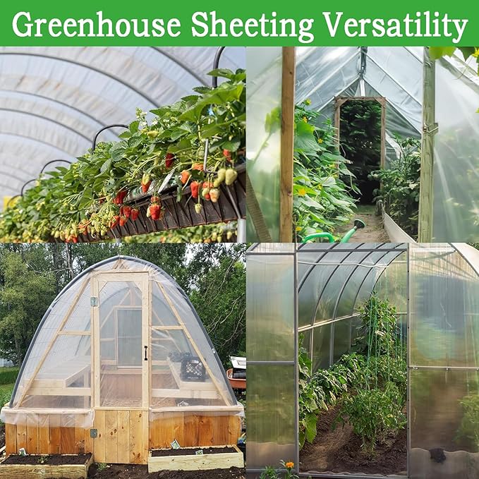 8FTx26FT Greenhouse Plastic Sheeting, 6 Mil Thick Clear Polyethylene Film, Waterproof Wind Frost Dust UV Resistant Green House Plastic Covering for Outdoor Plant, Garden, (8ft x 26ft)