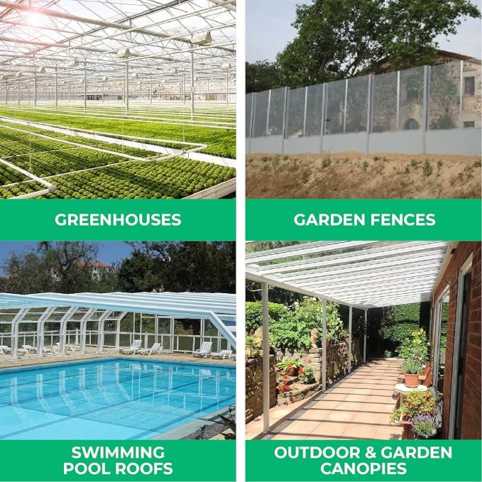 Aluminum H Connectors - Fits 4mm, 6mm, 8mm, or 10mm Twin-Wall Greenhouse Panels, Join 2 Pieces of Panels Together, 4-Foot Length, 10 Pieces (8mm Aluminum H Connectors)