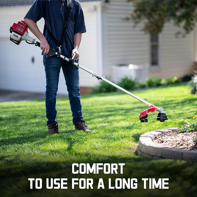 PowerSmart 25.4cc Gas Weed Wacker, String Trimmer/Edger 16-Inch with 10-Inch Brush Cutter for Grass Cutting