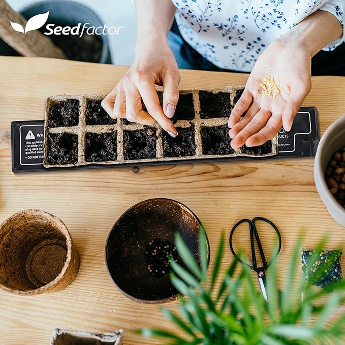 Seedfactor MET Certified Seedling Heat Mat, Adjustable Temperature Waterproof Durable Germination Station Heat Mat, Warm Hydroponic Heating Pad for Indoor Home Gardening Seed Starter