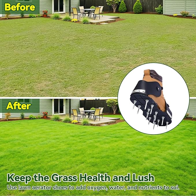 HFH Lawn Aerator Shoes for Grass,Aeration Shoes for Lawn,Spike Shoes for Lawn Aerating (Buckle)