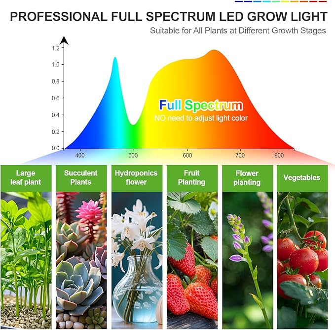 4-Head Table Top Grow Lights for Indoor Plants, Seed Starting, Bonsai with Timer, 36W Power Home Plug, FECiDA 2025 Full Spectrum Plant Growing Lamps, 16"-24" Height Adjustable