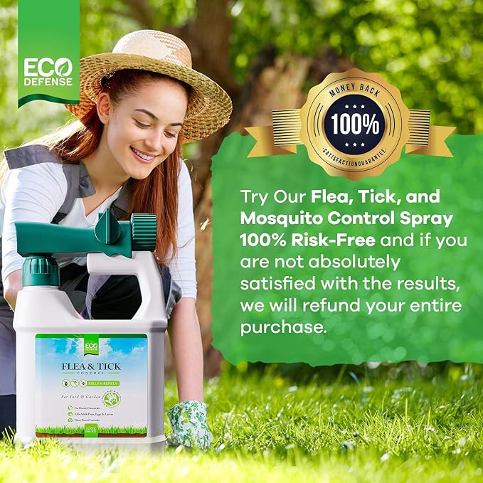 Eco Defense Flea, Tick, and Mosquito Spray for Yard and Perimeter - Safe Around Kids, Pets, Plants - Outdoor Barrier Control & Repellent - Ready-to-Spray Covers Up to 5,000 sq ft