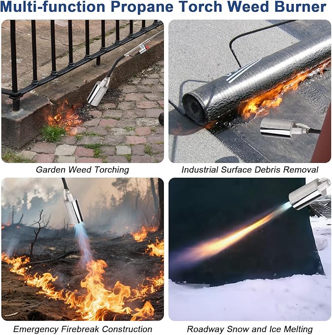 BetyBedy Propane Torch Weed Burner, Weed Torch for Outside, High Output 1,200,000 BTU with 10FT Hose, Blow Torch Flamethrower Gun for Propane Tank Garden Wood Ice Road